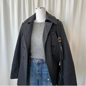 MICHAEL Michael Kors double-breasted peacoat wool blend grey size small.